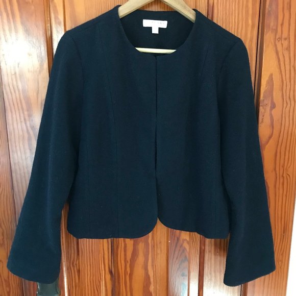Navy blue wool blend Kenar blazer - Picture 1 of 7